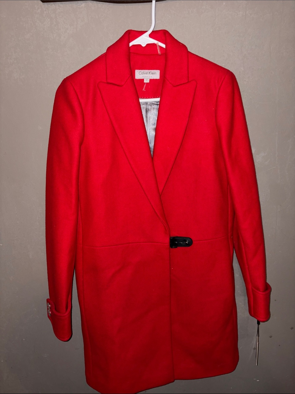 Calvin Klein Red Single-Button Wool-Blend Trench Coat